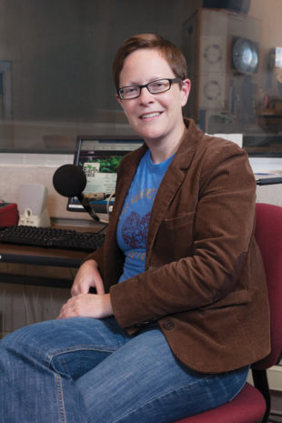 Annie Corrigan on the job at WFIU. Photo by James Kellar