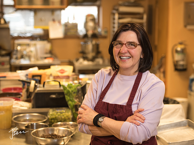 Jan Bulla-Baker at the Bloomington Cooking School. Photo by John Bailey