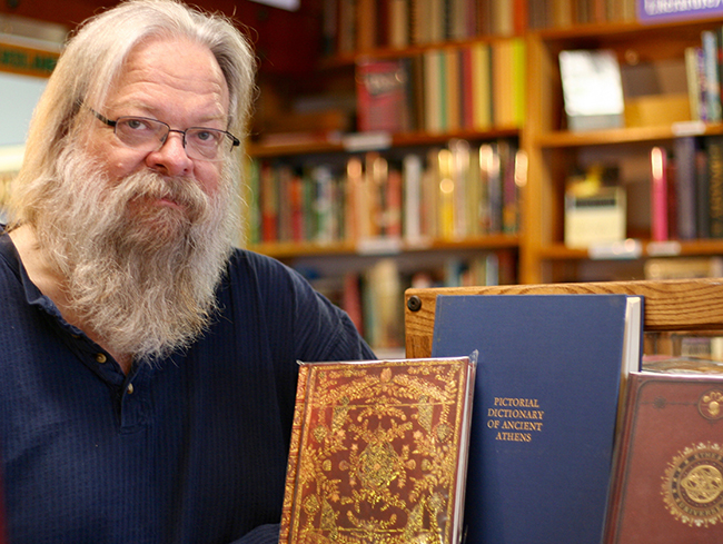 Carey Spain, owner of Fallen Leaf Books. Photo by Pamela Keech