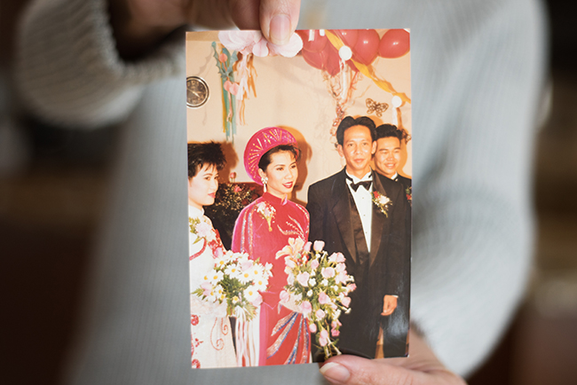 Jennifer and Peter on their wedding day in 1992. Photo by Stephen Sproull