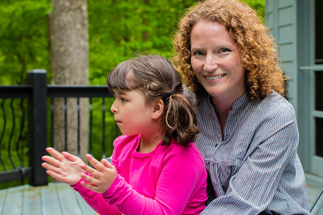 Carrie Shahbahrami holds Sophie, her inspiration for bringing Project Lifesaver to the Bloomington area. Photo by James Kellar