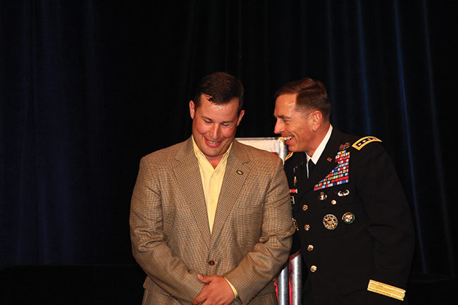 Stube with General David Petraeus at a speaking engagement. Courtesy photo