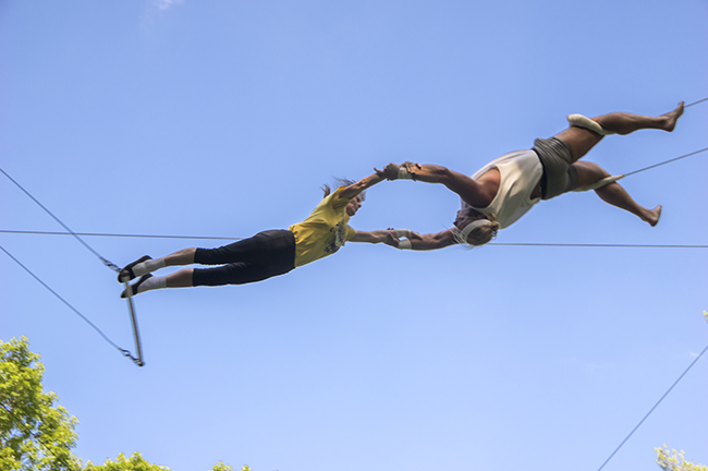 Bernadette Pace is caught by Nicholas Port. Photo by Darryl Smith