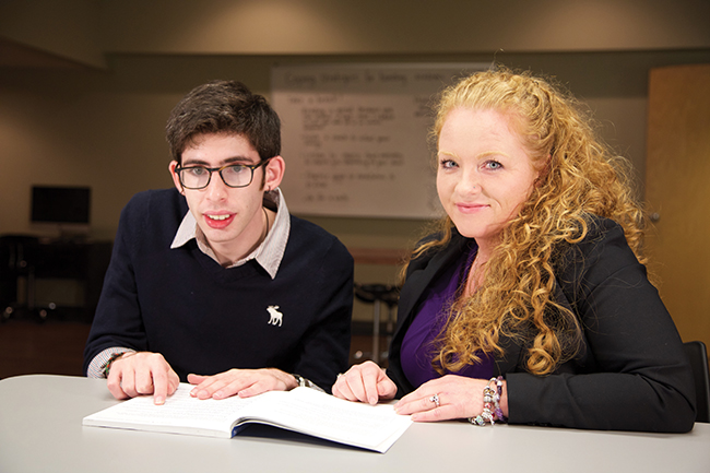 Student Joe Banchik and CIP Bloomington Assistant Program Director Ellen Davidson. Photo by Jim Krause