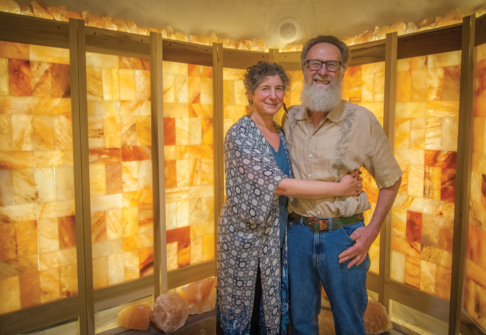 Laura Chaiken and husband, Chris Martin, in their salt cave. Photo by Rodney Margison