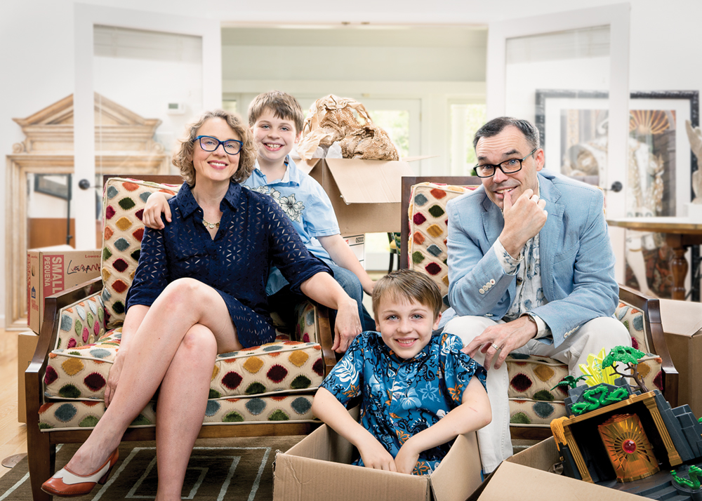 Chicago, here they come! Randy and family (l-r) wife, Ellen MacKay, and sons Graeme, 9, and Alistair, 6, took a break from packing for their move to the Windy City. Ellen, a Shakespearean scholar, will be teaching at the University of Chicago. Photo by Martin Boling