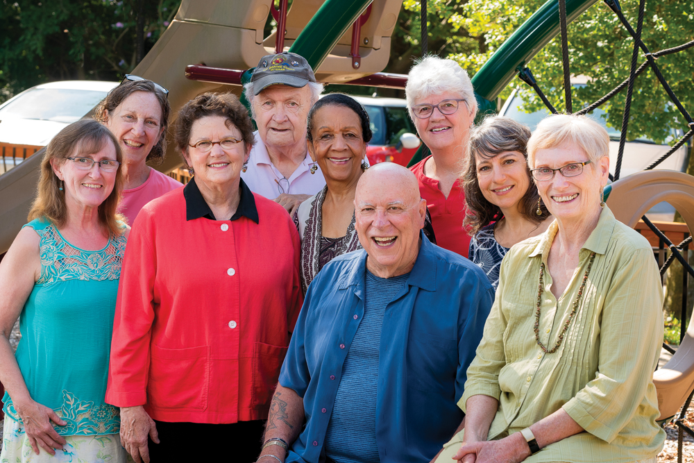 KAP volunteers: (l-r) Glenda Breeden, Martha Nord, Patty Callison, Jack Harlow, Gladys DeVane, Tony Reilly, Marcia Hart, Catherine Shipp, and KAP founder Mary Goetz. Photo by Martin Boling