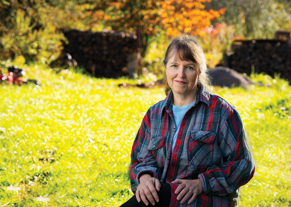 The artist, Robin Edmundson, on her farm in Solsberry, Indiana. Photo by Martin Boling