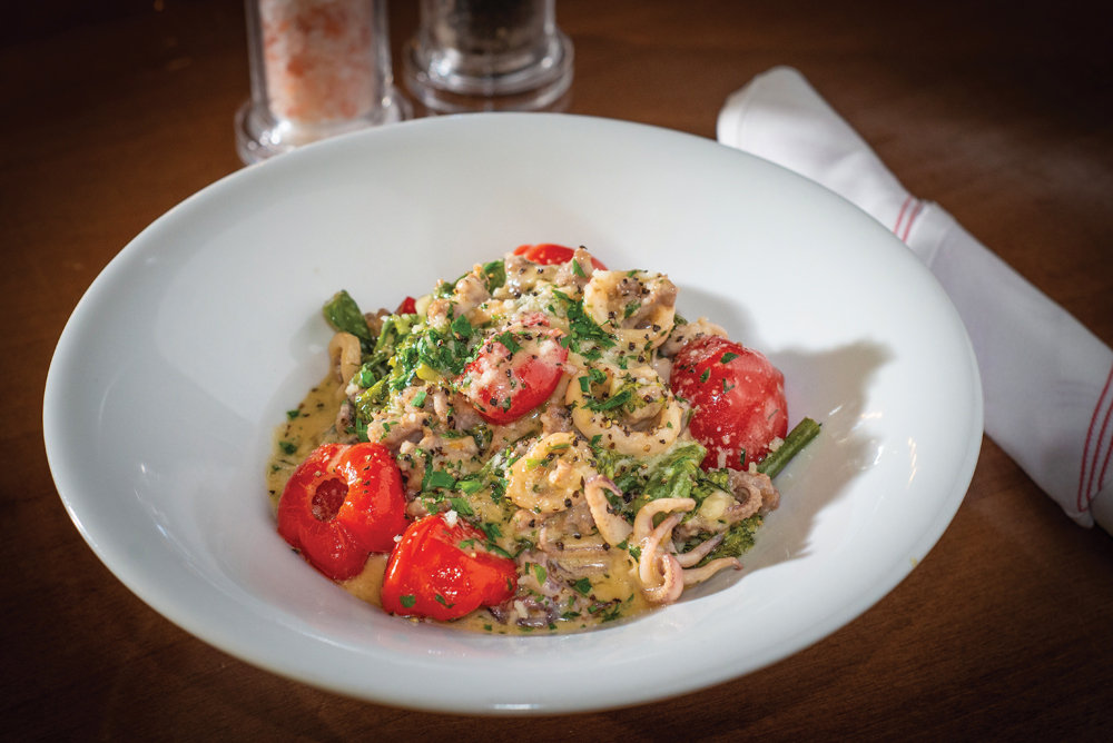 Pappardelle with Italian sausage and calamari. Photos by Rodney Margison