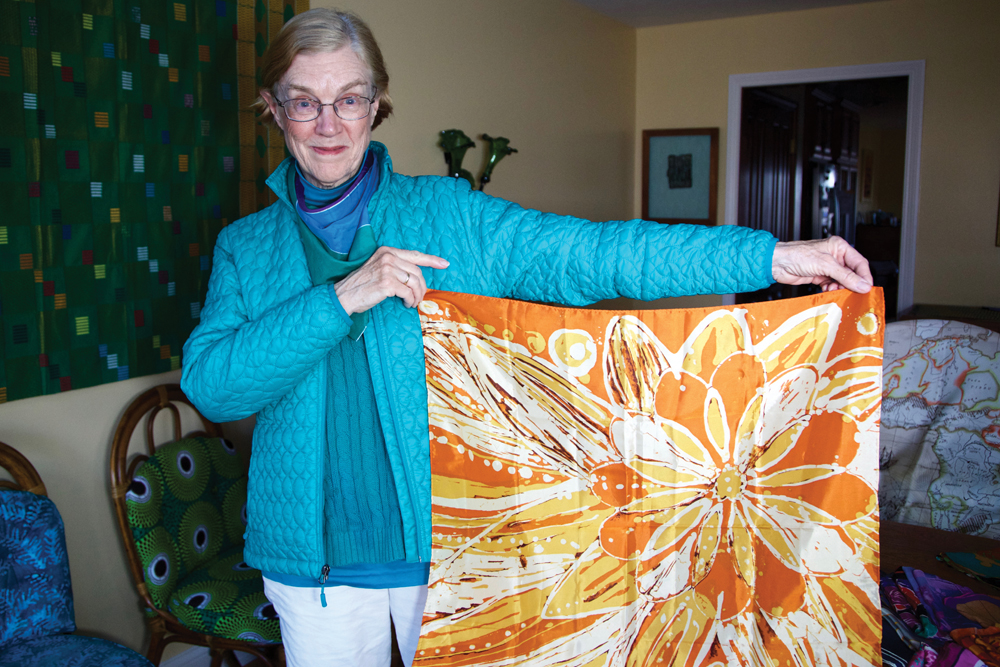 Claire Robertson, curator of the Scarf Art event. Photos by Jim Krause