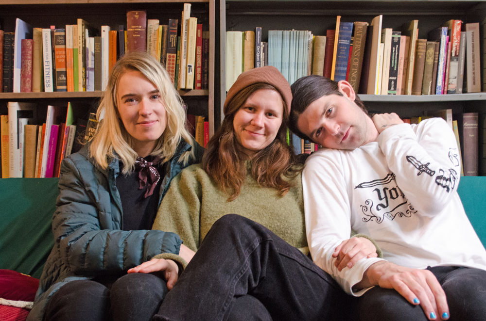 (l-r) Poets Michelle Gottschlich and Wendy Lee Spacek, and Monster House Press founder Richard Wehrenberg. Photo by Mike Waddell