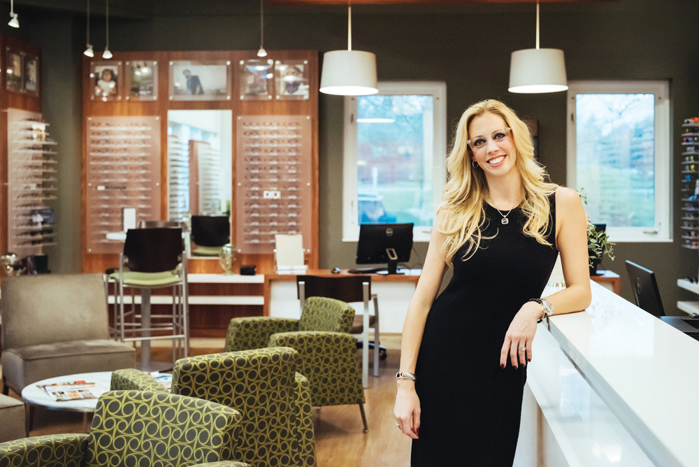 Dr. Brandy Deckard in her re-designed optical showroom. Photo by Jeff Richardson