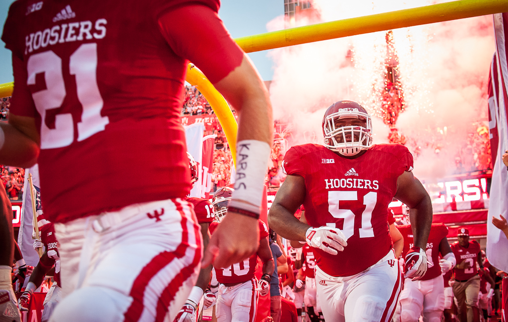 The Hoosiers take the field for their season opener against second-ranked Ohio State Thursday night, August 31, at IU Memorial Stadium. Despite leading 14-13 at the half, Indiana fell short to the Buckeyes, 49-21. Photos by Rodney Margison