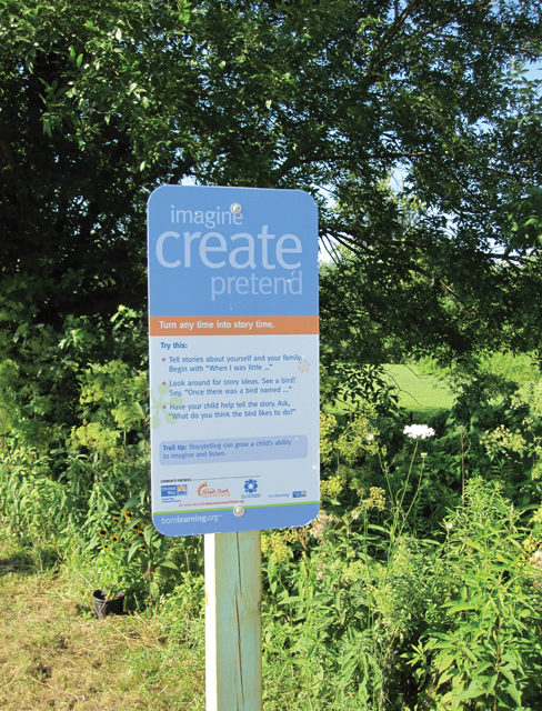 Signs on Clear Creek Trail Help Young Kids Develop