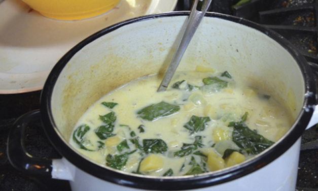 Holiday Recipes: Parsnip Soup with Sweet Potato Leaves