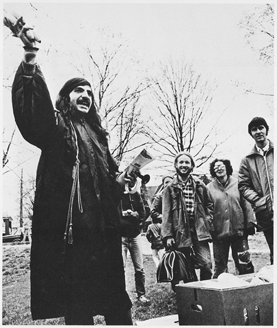 Leon Varjian at the 1976 Banana Olympics. Photo courtesy Indiana University Archives (P0052847)