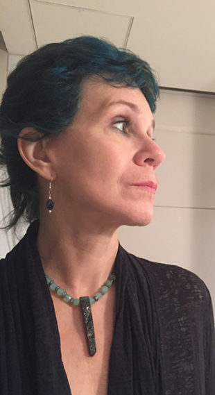 Christine Barbour wearing the garnet “dagger” necklace. Courtesy photo