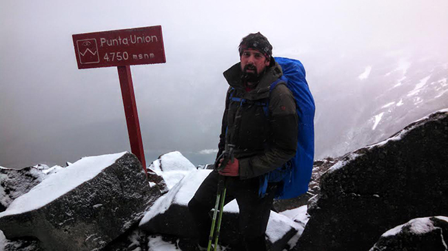 Explorer and Bloomington native Michael Water on his October 2014 hike through the Andes Mountains. Courtesy photo.