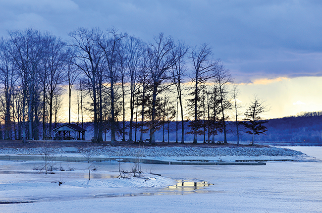 Early morning at Lake Monroe’s Paynetown Shelter. Photo by Peter Hamlin