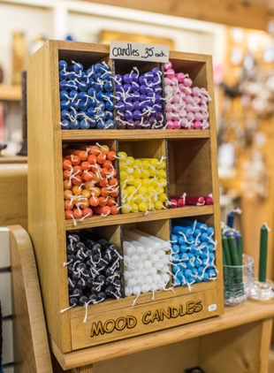 Colorful candles. Photo by John Bailey