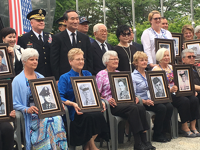 Brenda Lott (second from left) at a ceremony with the family members of service members killed or missing in action in the Korean War. Courtesy photo