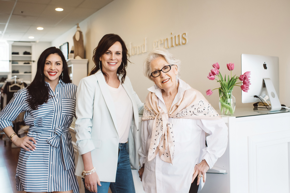 Effortlessly chic: The models are (l-r) Morgan Miller, mother of an 11-year-old daughter and wife of Indiana University basketball coach Archie Miller; Patty Fox, mother of three grown children; and Karen Hicks, mother of 12.