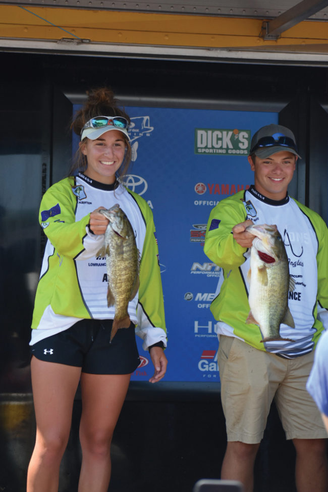 (l-r) Jenna Albertson and Colby Reed at the 2018 B.A.S.S. High School National Tournament on Kentucky Lake. Courtesy photo