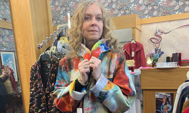 Bedford Artist’s Abstract Paintings Now Adorn Raincoats and Jackets