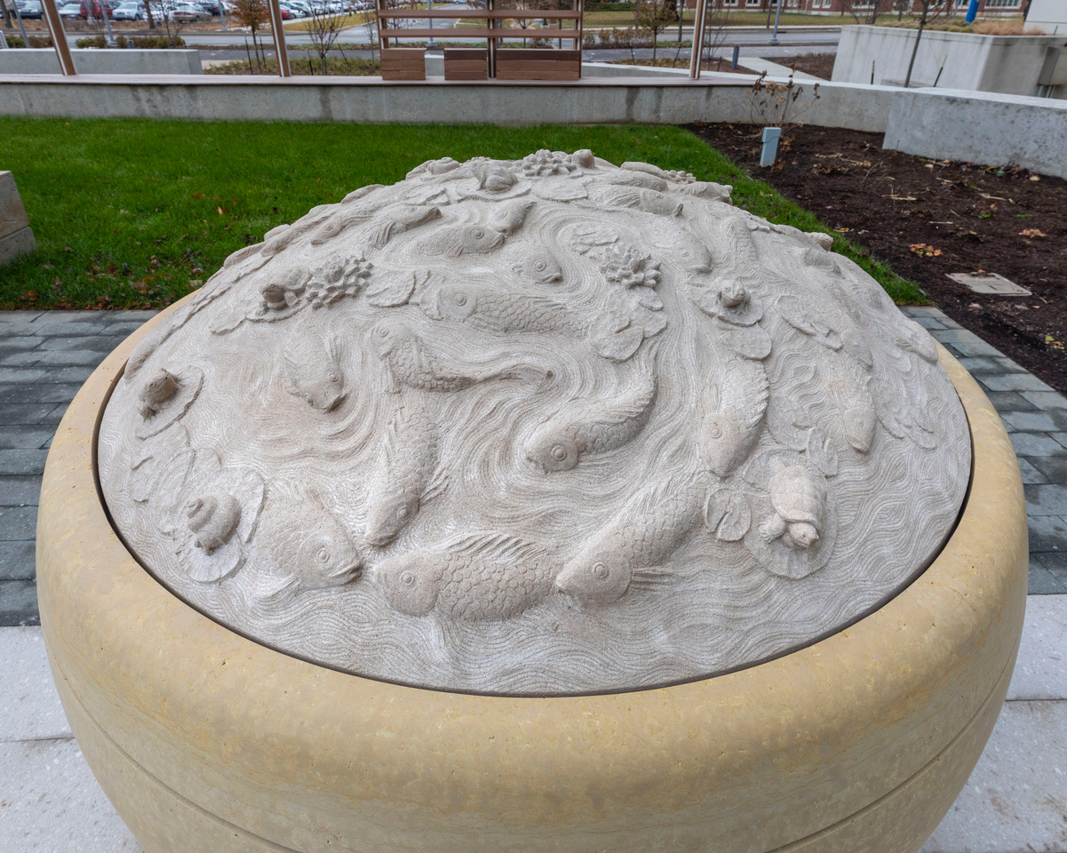 Local Stone Carver Designs Finger Labyrinth Sculpture for Indianapolis Hospital